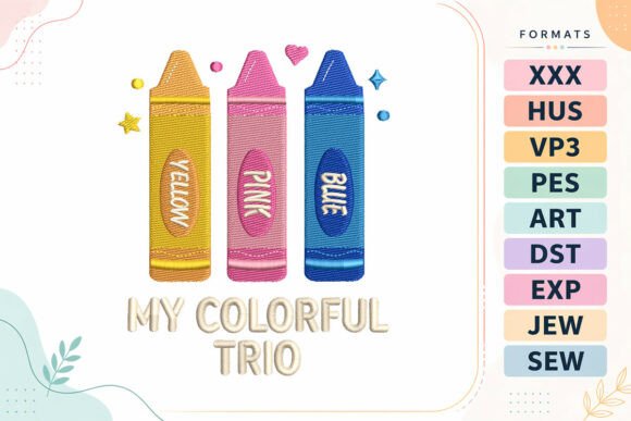 A Designer's Review: Trio Crayon Back to School Embroidery