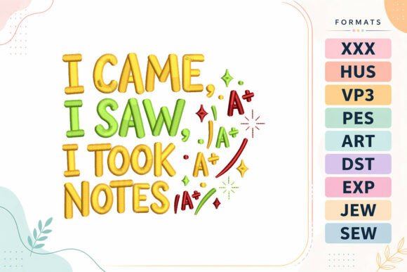 Back to School Student Quote Embroidery Design Review