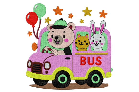 Cute Animal School Bus Embroidery Design Review
