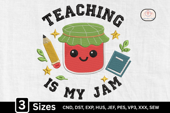 Cute Kawaii Jar Teaching is My Jam Embroidery Review