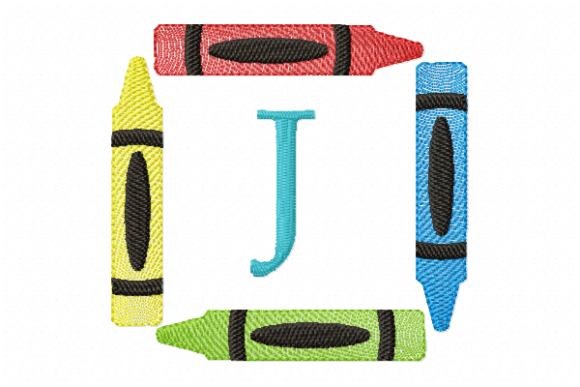 Evaluating the Crayons Frame Monogram J Embroidery Design