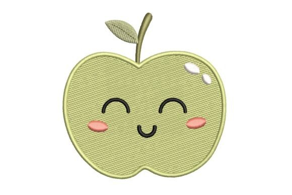 Kawaii Smiling Green Apple Embroidery Design Review